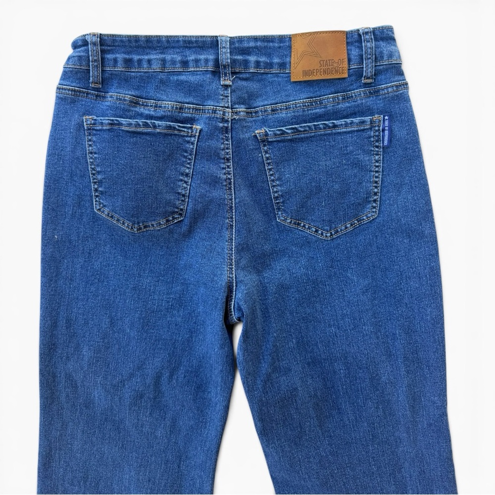 Wide Leg Cuffed Jeans‎ High Rise Raw Hem Trouser Denim Boho Western Size 26x33” - Picture 6 of 7